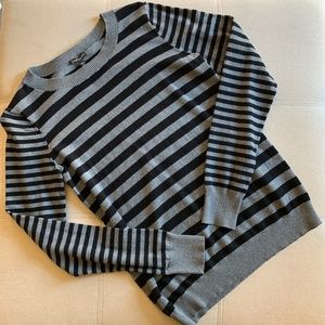 Express Black Grey Stripe Long Sleeve Sweater M